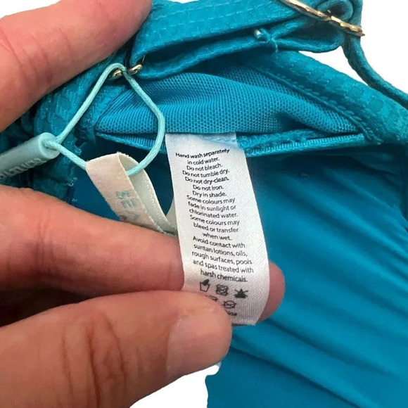 Sea Level Amazing Lace Long Line Tri Swim Bra Bikini Top Seafoam Blue Size 4 US - Picture 10 of 12